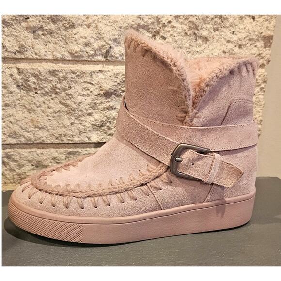 Blondo Women's Anna Boot, Stitch, Buckle, Pink Snow, Winter, Fur lined New Sz 8 - Picture 1 of 11